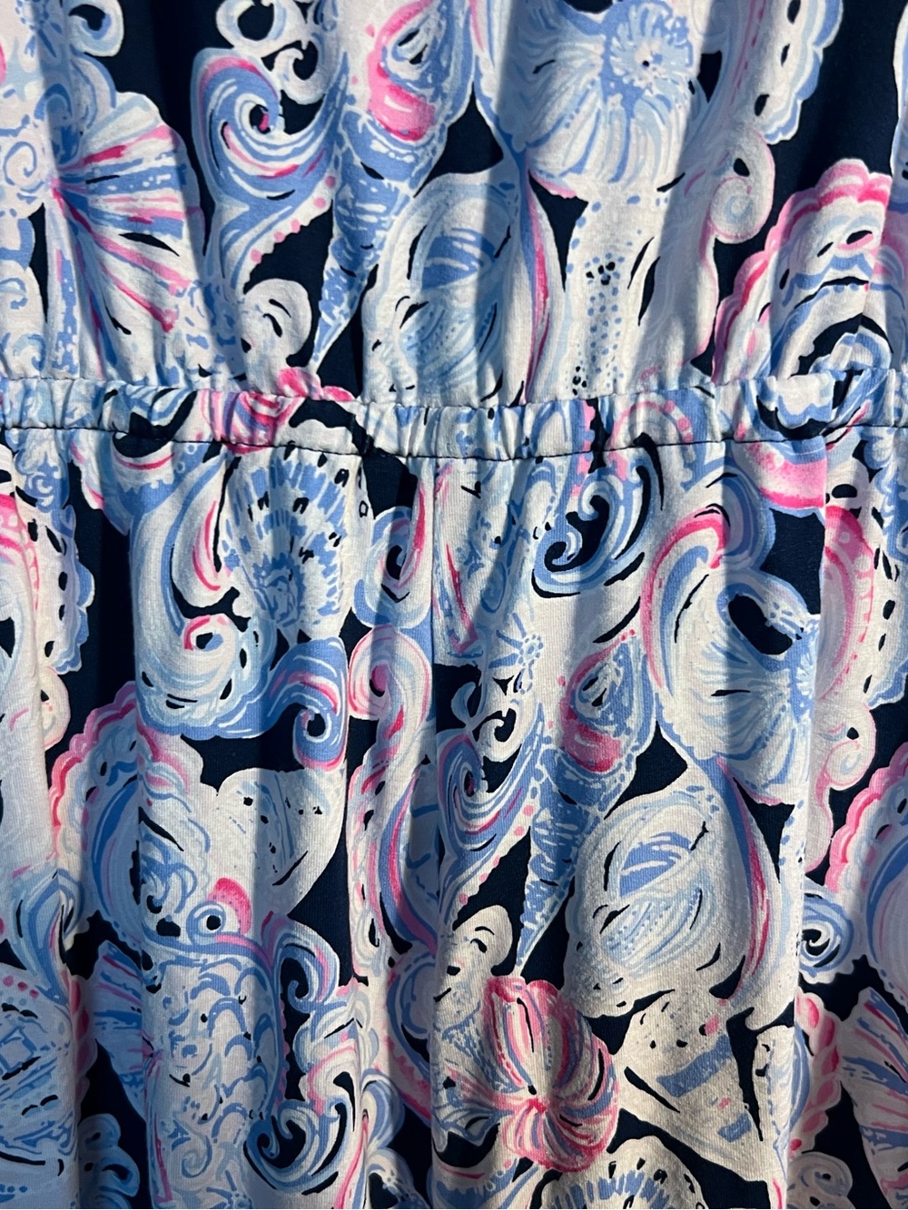Lilly Pulitzer High Tide Navy Its For Shore Navy Pink Paisley Lula Romper Size L - Picture 3 of 8
